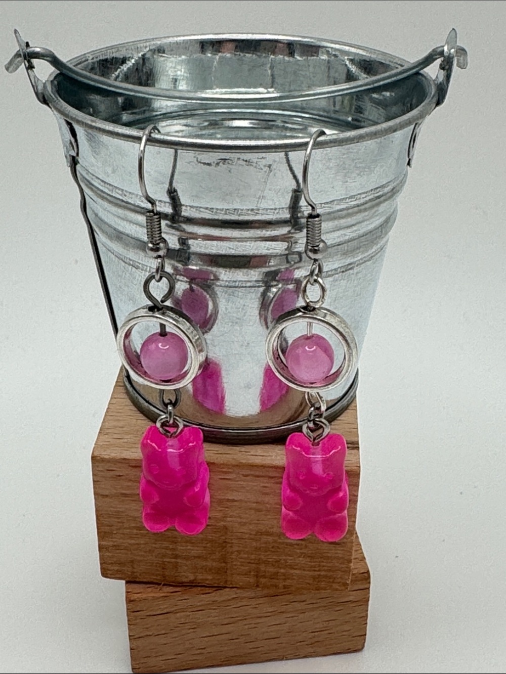 Pink Gummy Bear Dangle Earrings